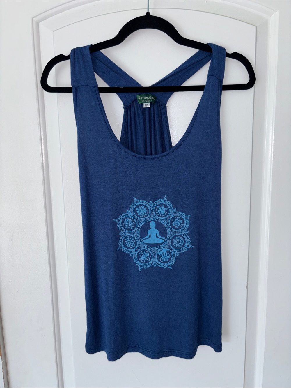 Kathmandu Navy Blue Yoga Mandala Racerback Tank M/L